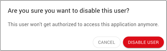 Confirm disable user