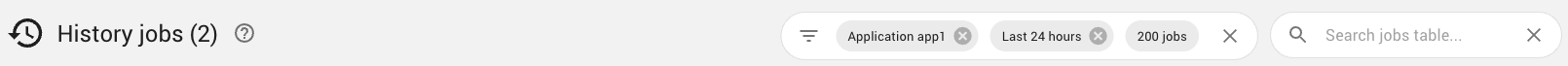 Job history filter
