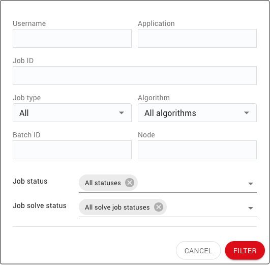 Jobs filter