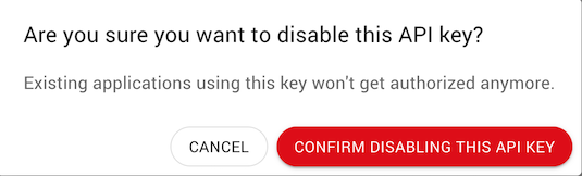 Confirm key disable