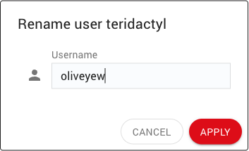 Rename user dialog