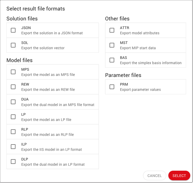 Result dialog