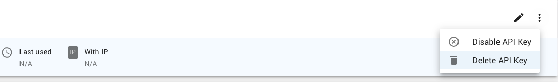select delete API key